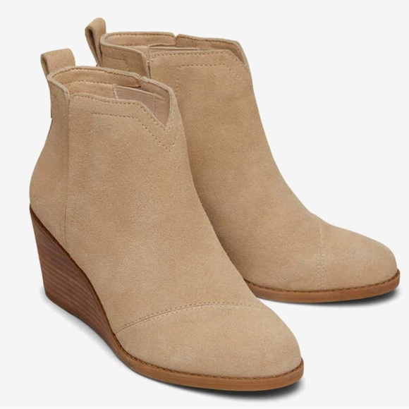 TOMS - Clare Oatmeal Suede Wedge Boot - Picture 4 of 10
